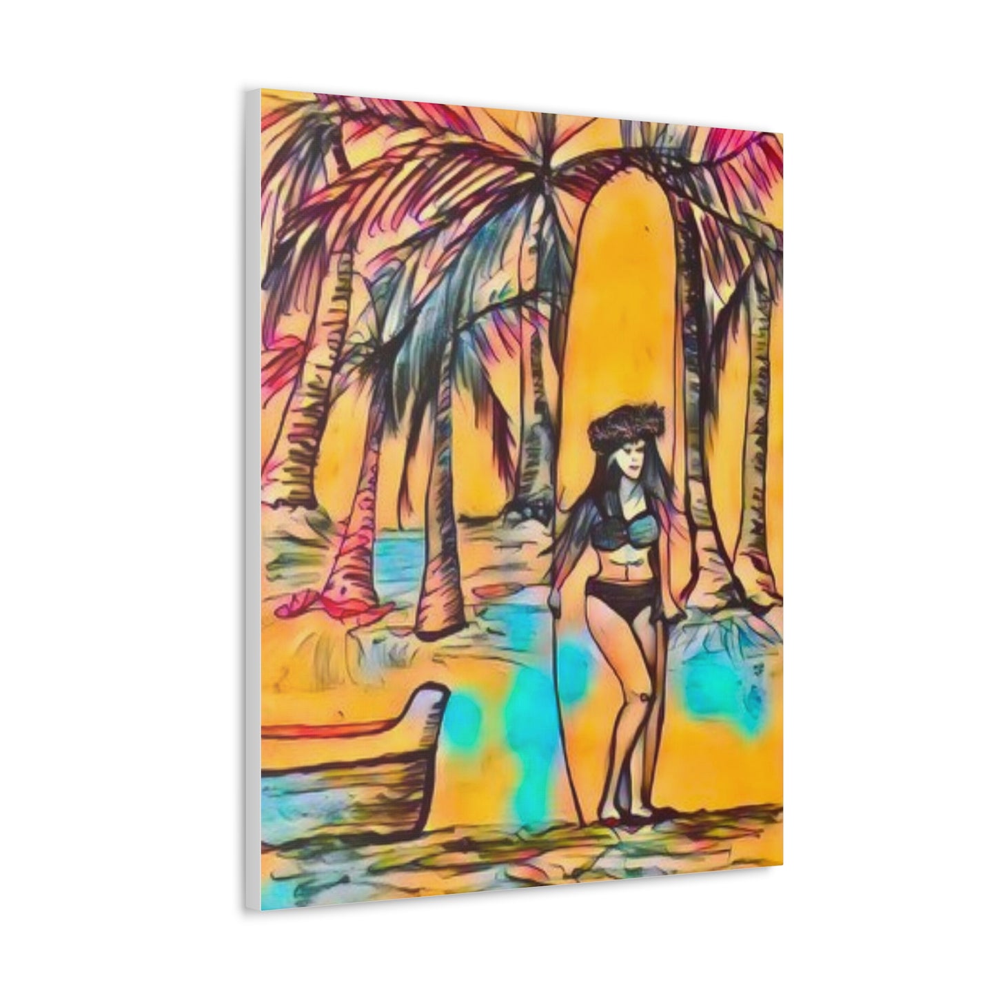 Surfer Girl Canvas Painting