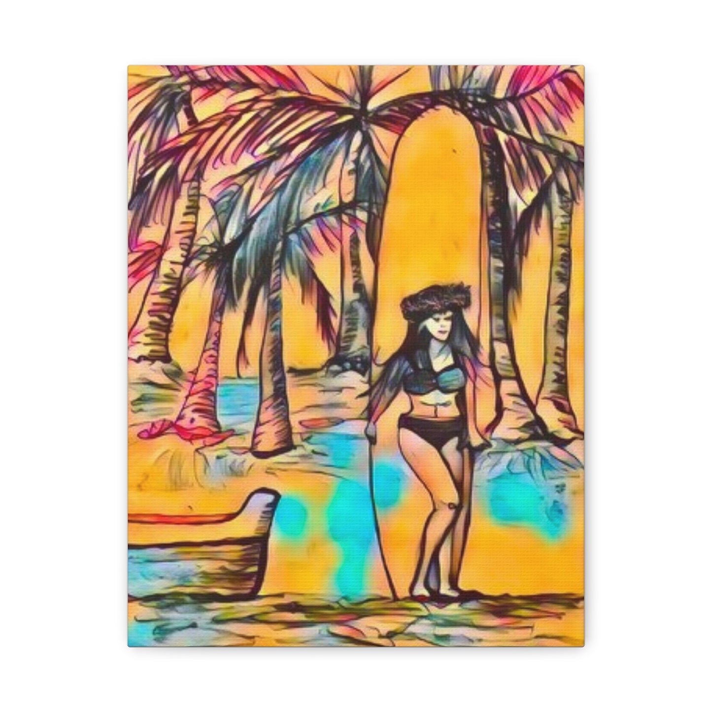 Surfer Girl Canvas Painting