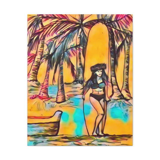 Surfer Girl Canvas Painting